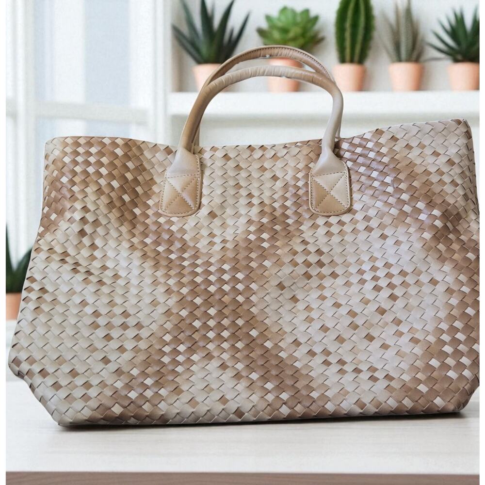 Urban Expressions Forest Tan Braided Vegan Leather 18×14x6"